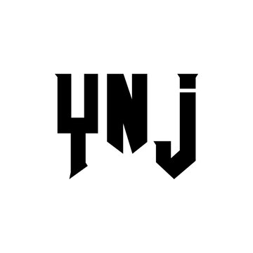 YNJ letter logo design for technology company. YNJ logo design black and white color combination. YNJ logo, YNJ vector, YNJ design, YNJ icon, YNJ alphabet. YNJ typography logo design.