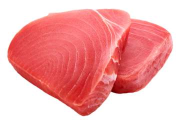 raw Tuna steak, fish isolated on white background, full depth of field