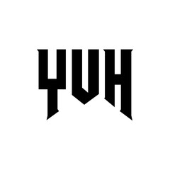 YUH letter logo design for technology company. YUH logo design black and white color combination. YUH logo, YUH vector, YUH design, YUH icon, YUH alphabet. YUH typography logo design.