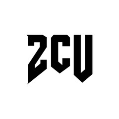 ZCU letter logo design for technology company. ZCU logo design black and white color combination. ZCU logo, ZCU vector, ZCU design, ZCU icon, ZCU alphabet. ZCU typography logo design.