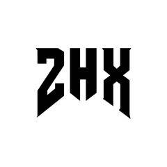 Obraz premium ZHX letter logo design for technology company. ZHX logo design black and white color combination. ZHX logo, ZHX vector, ZHX design, ZHX icon, ZHX alphabet. ZHX typography logo design.