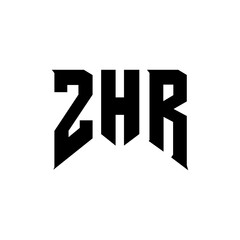 ZHR letter logo design for technology company. ZHR logo design black and white color combination. ZHR logo, ZHR vector, ZHR design, ZHR icon, ZHR alphabet. ZHR typography logo design.