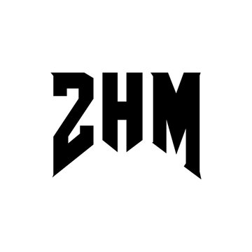 ZHM letter logo design for technology company. ZHM logo design black and white color combination. ZHM logo, ZHM vector, ZHM design, ZHM icon, ZHM alphabet. ZHM typography logo design.
