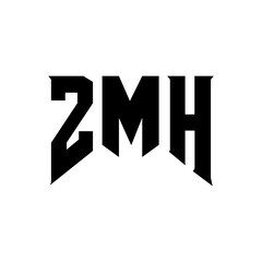 ZMH letter logo design for technology company. ZMH logo design black and white color combination. ZMH logo, ZMH vector, ZMH design, ZMH icon, ZMH alphabet. ZMH typography logo design.