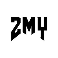 ZMY letter logo design for technology company. ZMY logo design black and white color combination. ZMY logo, ZMY vector, ZMY design, ZMY icon, ZMY alphabet. ZMY typography logo design.