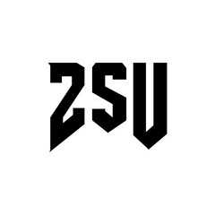 ZSU letter logo design for technology company. ZSU logo design black and white color combination. ZSU logo, ZSU vector, ZSU design, ZSU icon, ZSU alphabet. ZSU typography logo design.