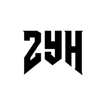 ZYH letter logo design for technology company. ZYH logo design black and white color combination. ZYH logo, ZYH vector, ZYH design, ZYH icon, ZYH alphabet. ZYH typography logo design.