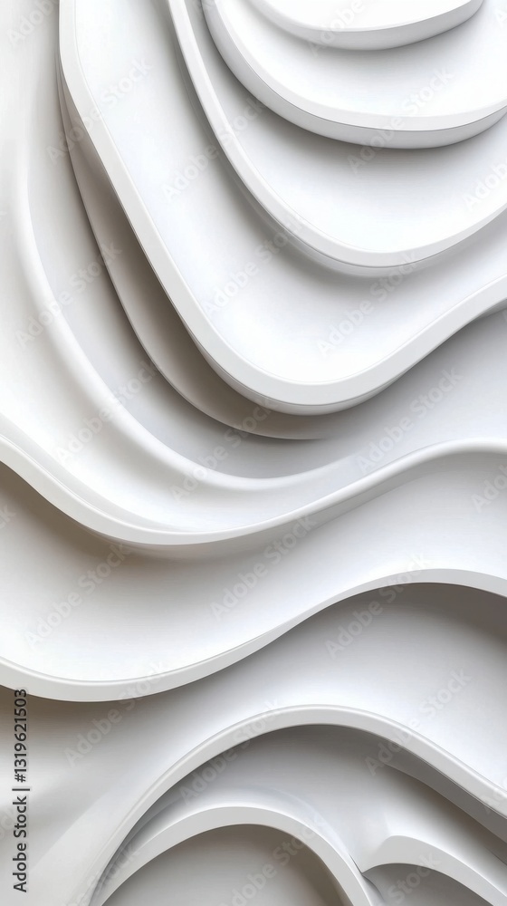 Aufkleber the image is a white and gray abstract piece with a lot of curves and lines