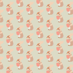 seamless pattern with bunny,Easter bunny with egg pattern on pale background