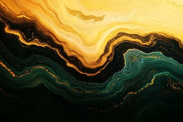 Abstract Gold Emerald Green Marble Texture Swirls Background Design