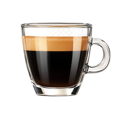 Naklejka premium A cup of black coffee with a smooth crema layer, isolated on a transparent background.