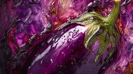 Obraz premium Close-up of a vibrant, fresh eggplant.