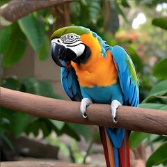 Macaw Parrot Perched on a Branch