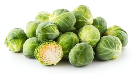 Fototapeta premium Fresh brussels sprouts piled together.