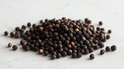 Freshly harvested black peppercorn pile.