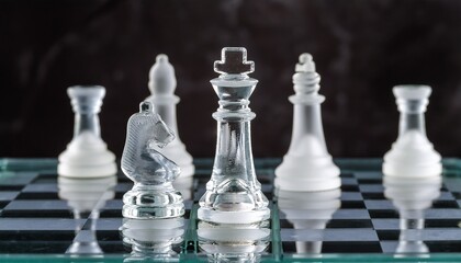 Refined and elegant chess pieces crafted from glass