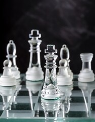 Refined and elegant chess pieces crafted from glass