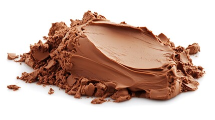 Fototapeta premium A pile of brown cosmetic powder on white surface