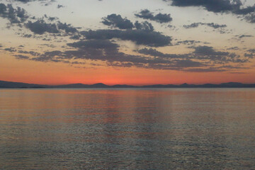 Fototapeta premium Beautiful landscape with sunset over Aegean Sea