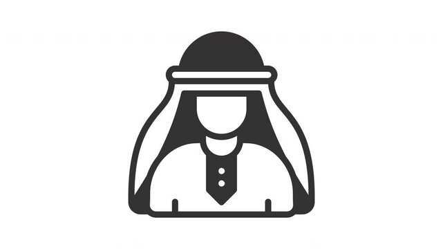 Animated muslim with people sign symbol. Suitable for hajj, ramadan, muslim, ramadan, islam, mubarak, kareem, religion, celebration, fasting, culture, religious, moslem and eid mubarak