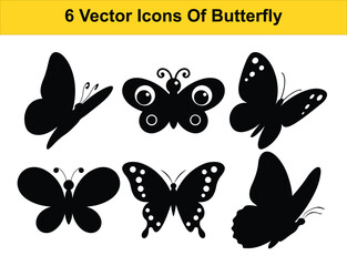 6 Unique Butterfly Vector Icons – High-Quality Silhouettes & Clipart for Designs