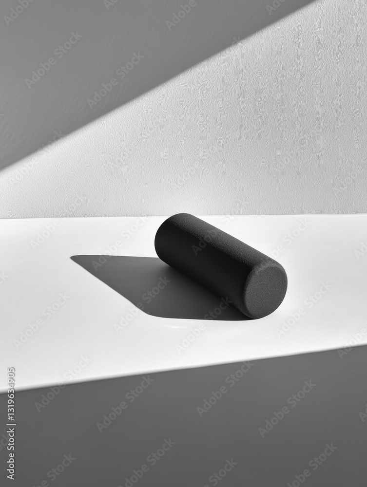 Poster minimalist fitness roller on a flat surface showcasing clean design and ample negative space with st