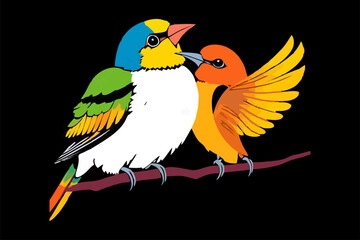 abstract illustration of 2 colorful birds
