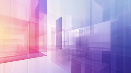 3D illustration of architecture construction with a perspective design including a modern geometric line drawing and an abstract background