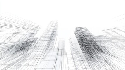 Fototapeta premium 3D illustration of imaginative architecture with a perspective design of a modern abstract urban landscape line drawing