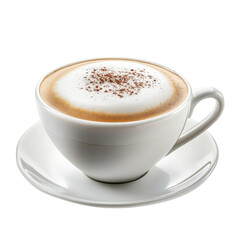 Aromatic Cappuccino Coffee Drink in White Cup and Saucer