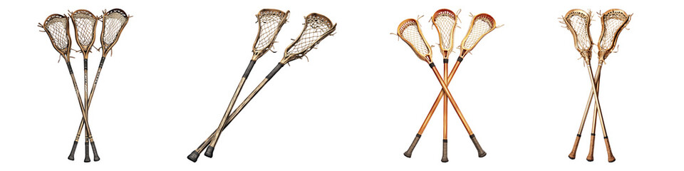 Men's lacrosse stick Isolated on transparent background, PNG, Set of