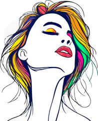 abstract illustration of a woman with a colorful hairstyle