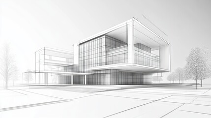 Fototapeta premium Architectural drawing in a 3D vector illustration