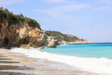 Empty beaches waiting for tourist in Pelion peninsula, Greece