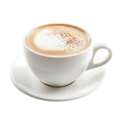 Aromatic Cappuccino Coffee Drink in White Cup and Saucer