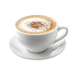 Aromatic Cappuccino in White Cup and Saucer Coffee Drink Cafe Beverage