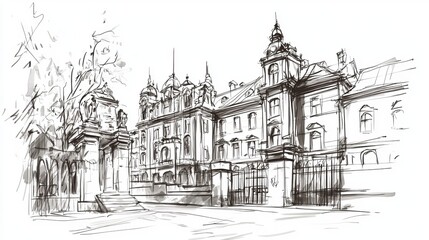 Architectural sketch as an illustration
