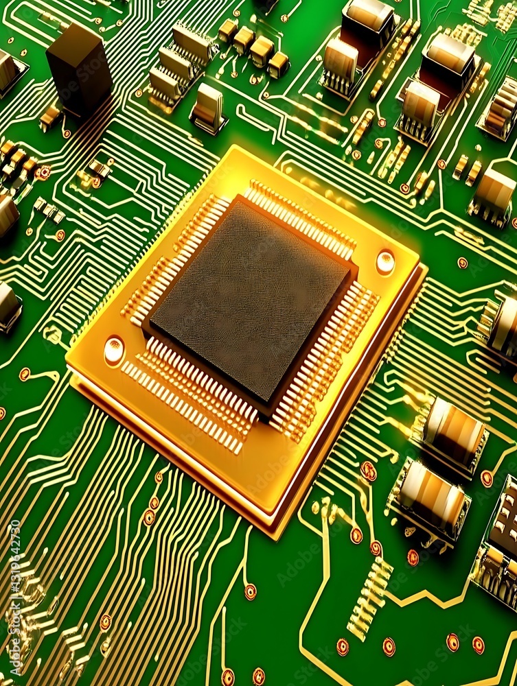Poster advanced integrated circuit board showcasing intricate design elements