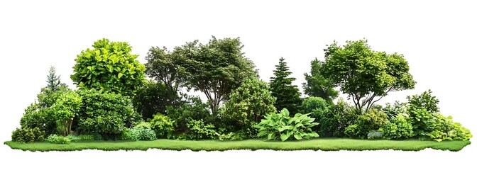 Lush Greenery Border: A vibrant and dynamic strip of varied trees and bushes flourishes on the edge. This photorealistic depiction brings a touch of nature into the scene.