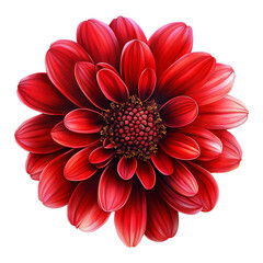red dahlia isolated on transparent background Remove png, Clipping Path