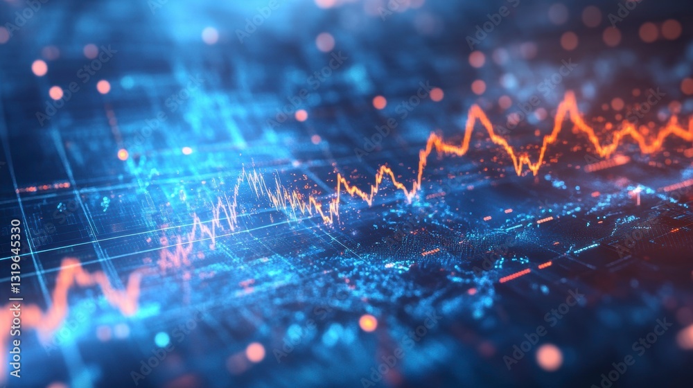 Leinwandbilder Abstract data analysis, graphs and charts on a digital interface, futuristic technology
