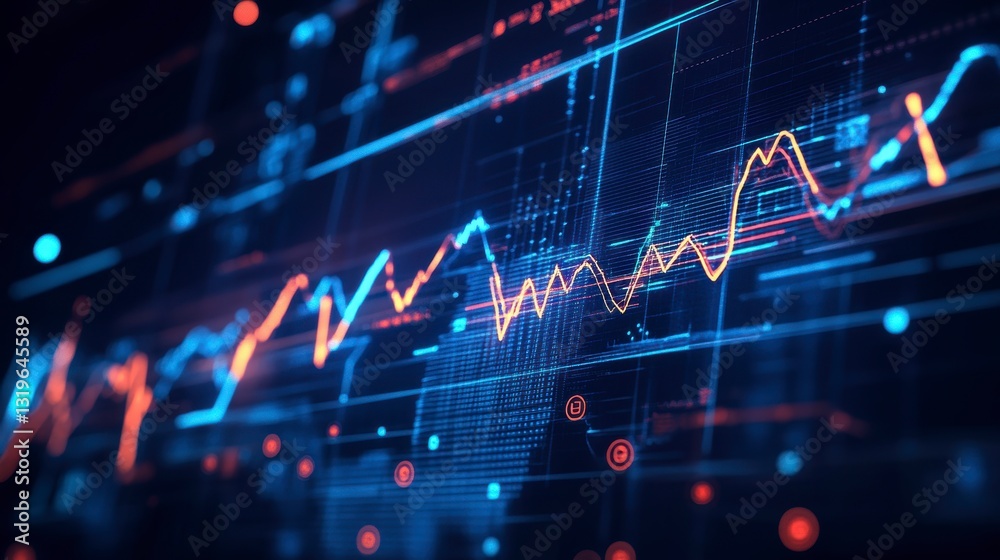 Aufkleber Abstract digital data visualization displaying stock market trends