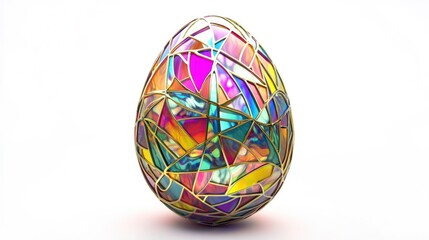 Happy easter day bunny with colorful egg in vibrant nature