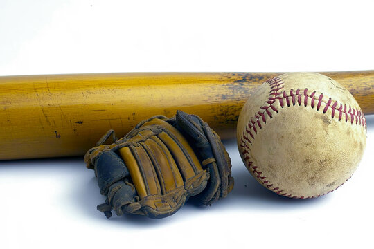 Kids Baseball Gear Resting on a Clean White Background Reflects Playful Summer Afternoons