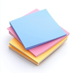 Realistic 3D office memo pad on white background