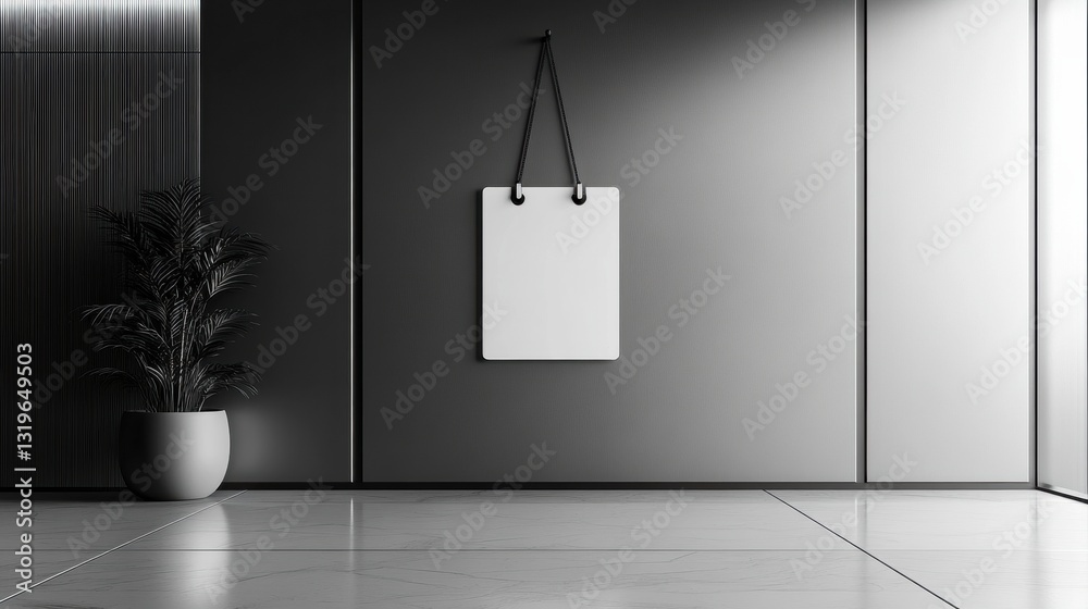 Aufkleber minimalist work badge displayed against a textured office wall in soft lighting showcasing balanced 