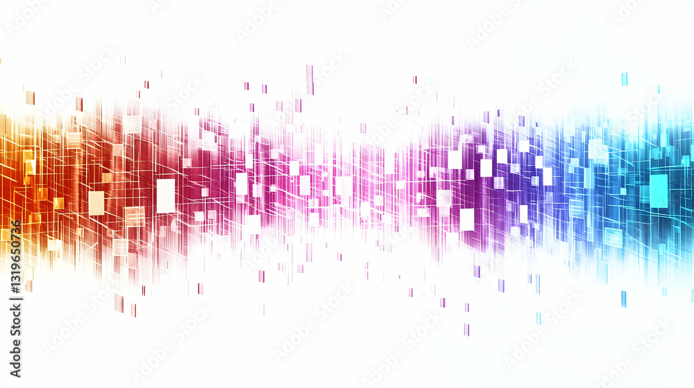 Poster vivid pixelated rainbow gradient abstract background with dynamic light effect on white backdrop mod