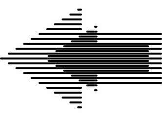 Abstract Arrow. A strict pattern of black parallel lines on a white background. Vector design element. Pointer, navigation