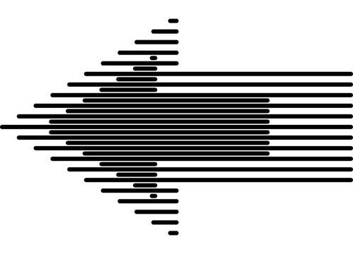Classic Arrow. A strict pattern of black parallel lines on a white background. Vector design element. Pointer, navigation