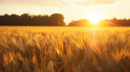 Fototapeta premium A sprawling golden wheat field rippling in the warm wind.